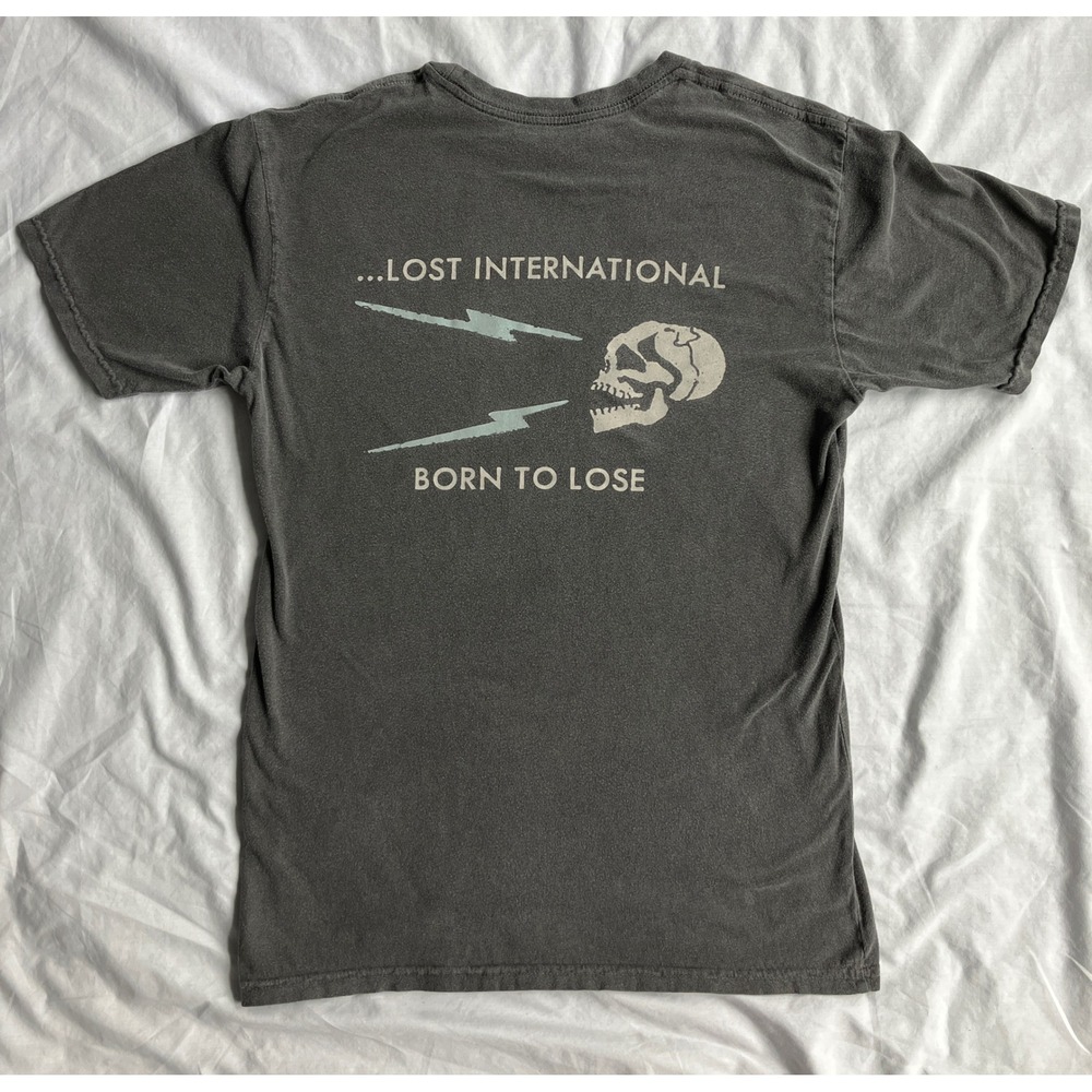 Lost International Born to Lose Skull Graphic T-Shirt Charcoal Gray Mens Small